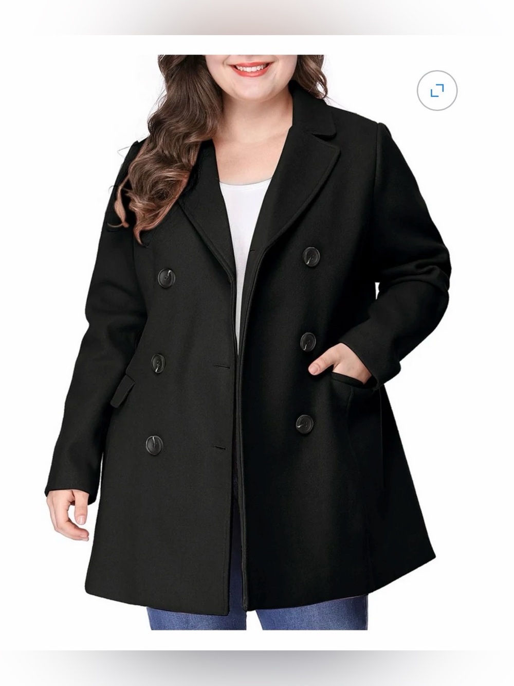 Women's Notched Lapel Double Breasted Coat 
Size 3x